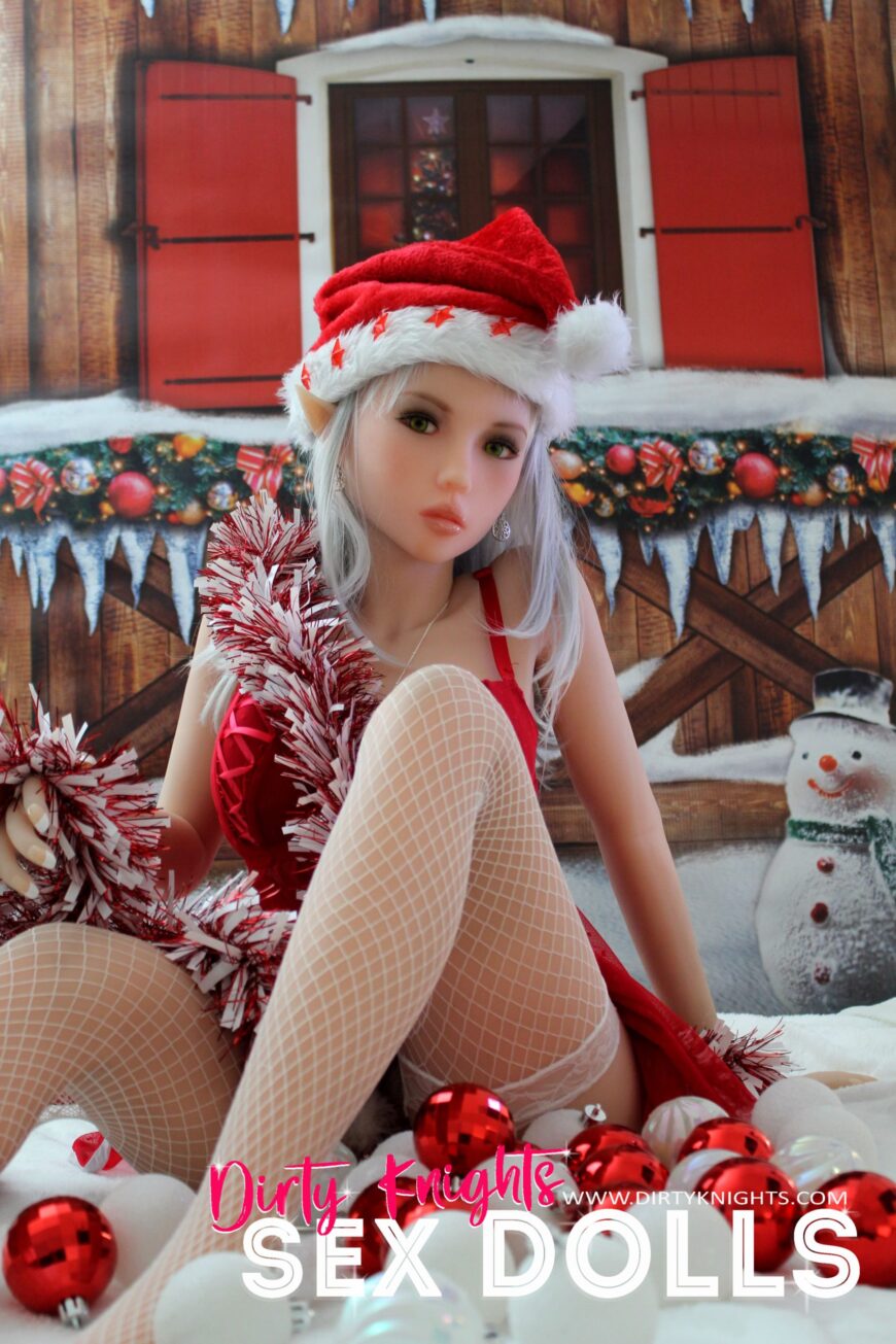 Dora Sex Doll posing for a sex doll Christmas at a Dirty Knights photoshoot 3