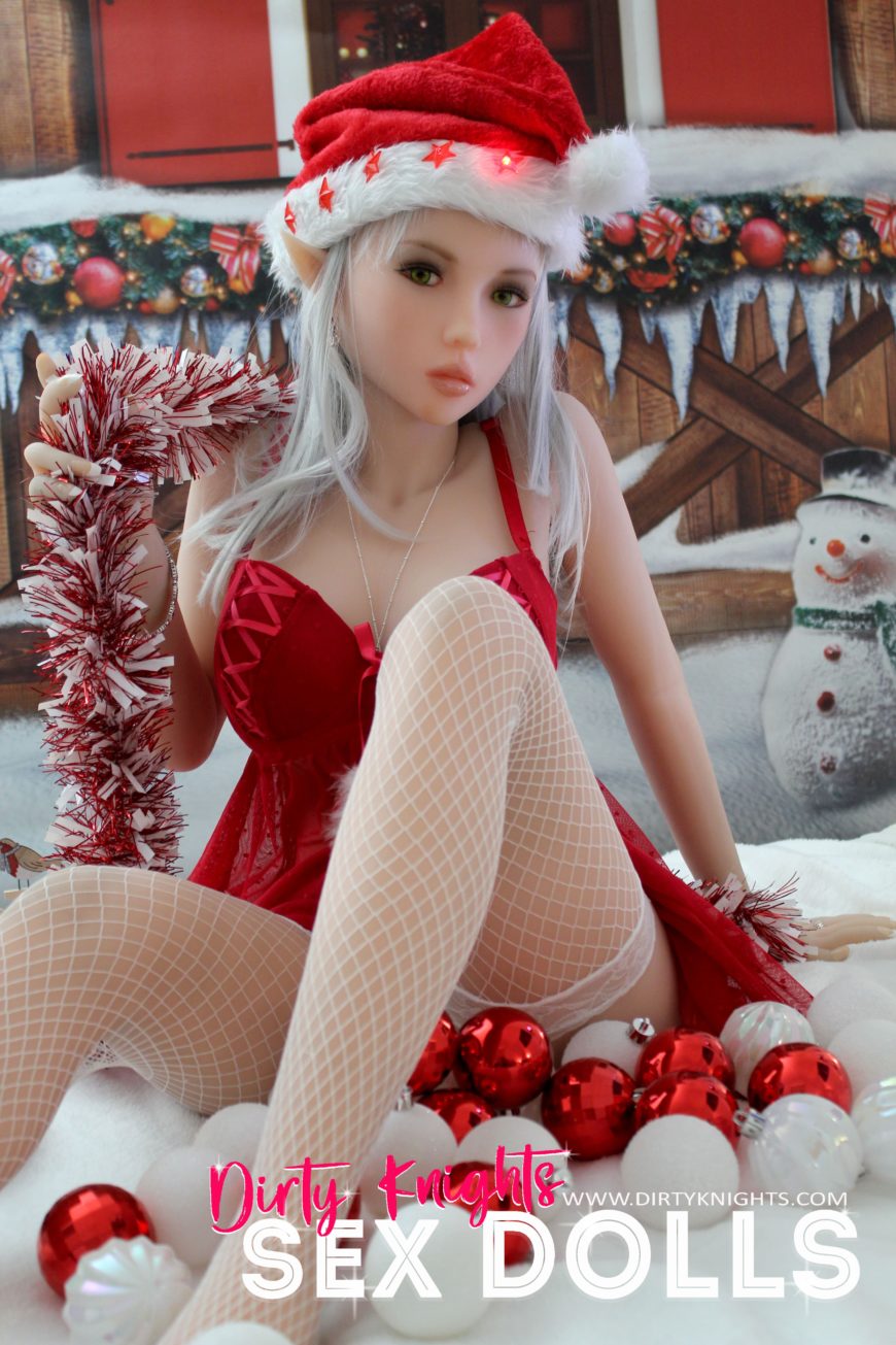 Dora Sex Doll posing for a sex doll Christmas at a Dirty Knights photoshoot 4