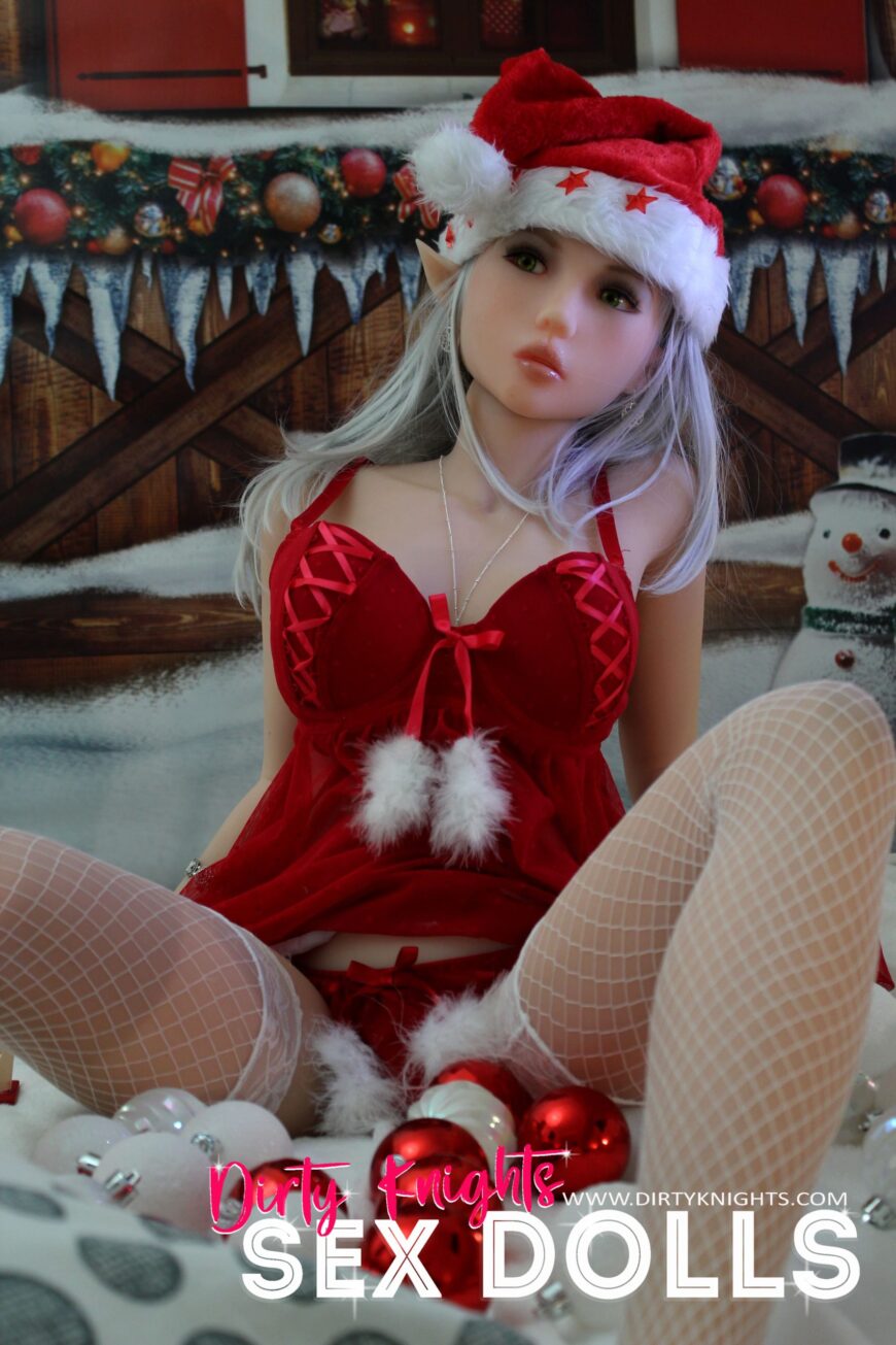 Dora Sex Doll posing for a sex doll Christmas at a Dirty Knights photoshoot 8