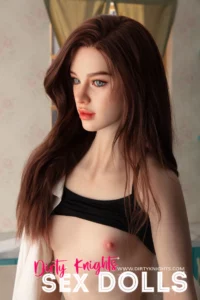 Hedy, a lifelike sex doll, portrayed as a fantasy companion in a real-world setting.